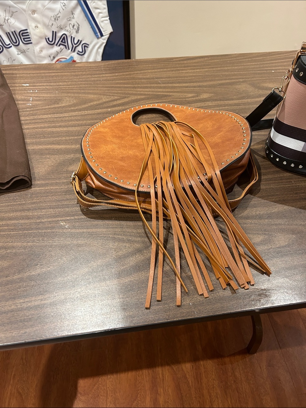 Fringe Circle Crossbody Bag - Tan